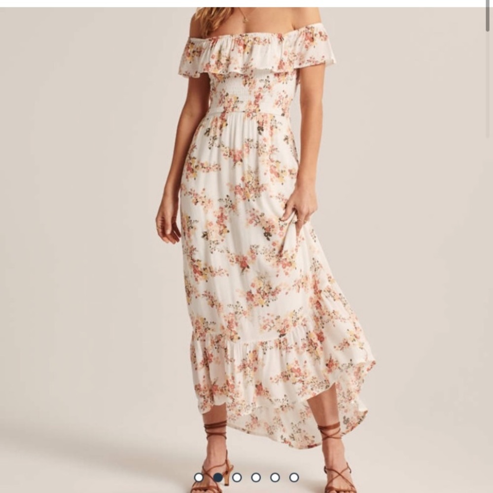 Abercrombie & Fitch Smocked Floral Maxi Dress Off Shoulder XS